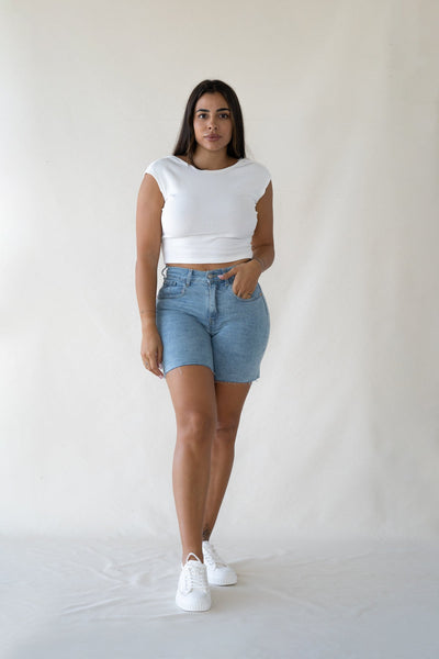 SHORTS HØY MODELL - LYSEBLÅ