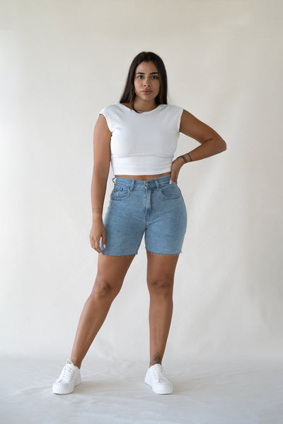 SHORTS HØY MODELL - LYSEBLÅ