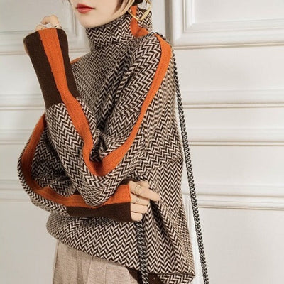 Clémence | Rollkragenpullover mit kontrastierenden Streifen