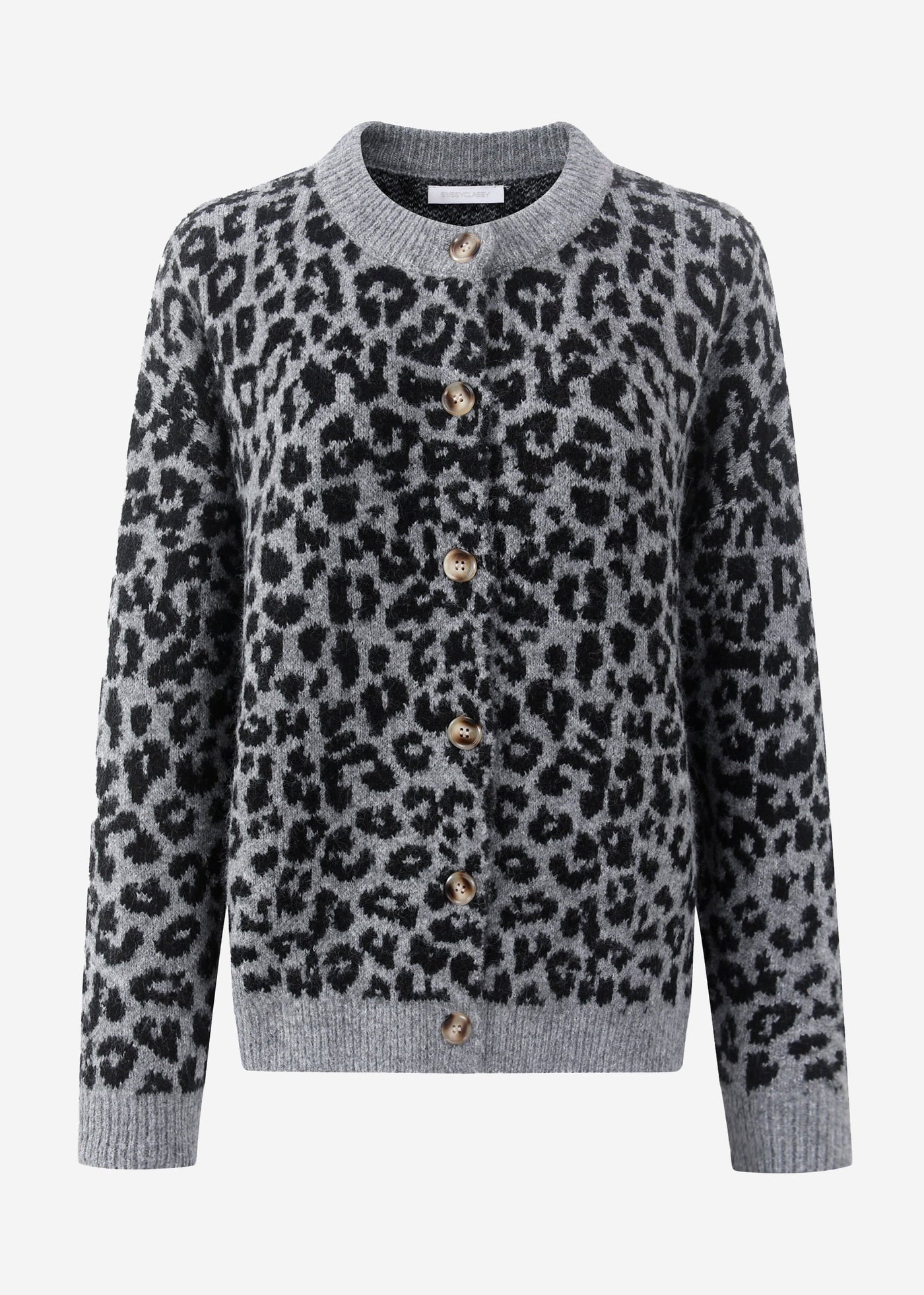 Leo | gemusterte Strickjacke – grau