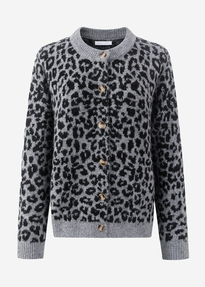 Leo | gemusterte Strickjacke – grau