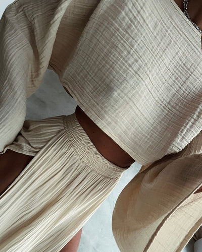 Sigrid | Chic todelt casual sett i bomull og lin med spalter