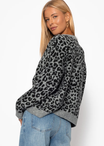 Leo | gemusterte Strickjacke – grau