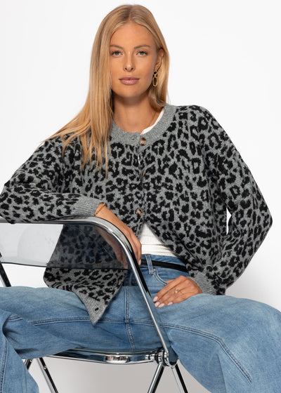 Leo | gemusterte Strickjacke – grau
