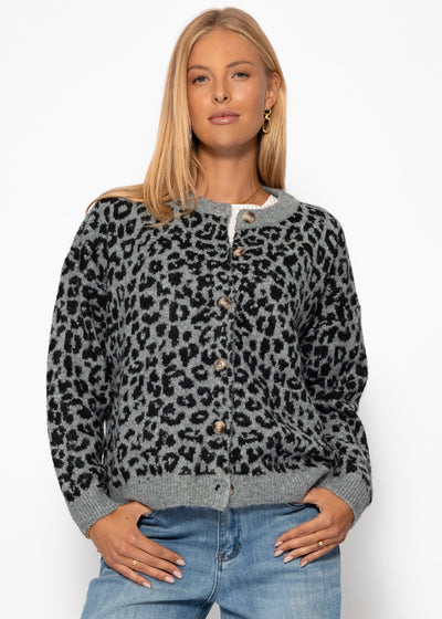 Leo | gemusterte Strickjacke – grau