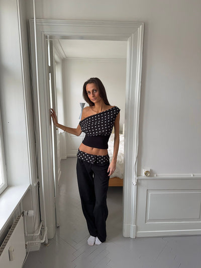 Calsia dressbukser med prikkete kant - Svart