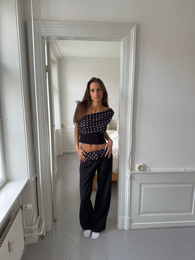 Calsia dressbukser med prikkete kant - Svart