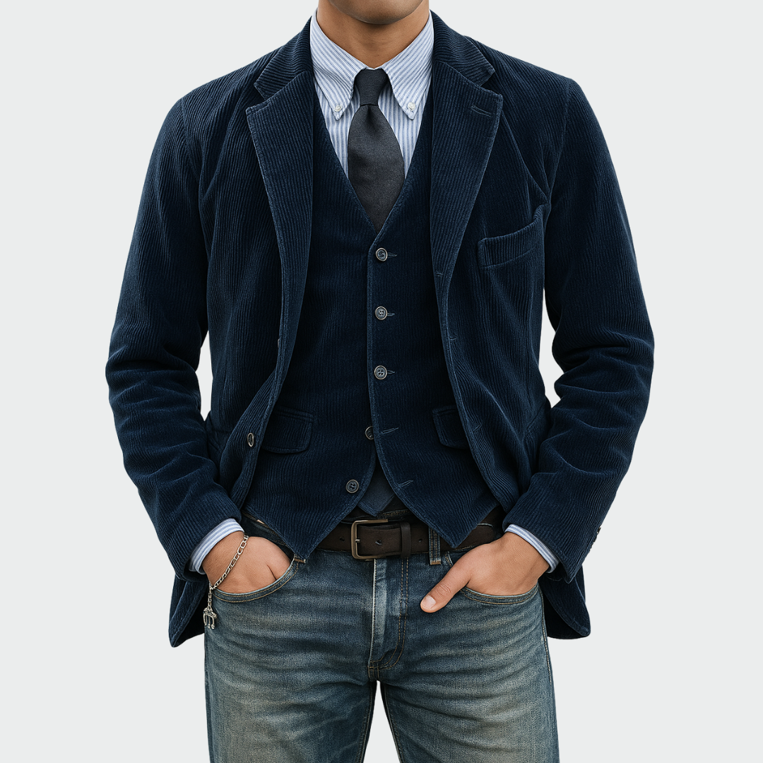 Tommy™ | 2-teiliges Set: Blazer und Weste aus Samt