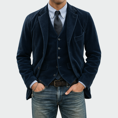 Tommy™ | 2-teiliges Set: Blazer und Weste aus Samt