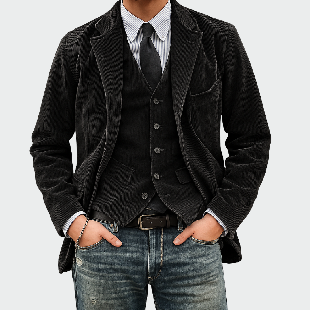 Tommy™ | 2-teiliges Set: Blazer und Weste aus Samt
