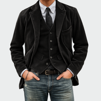 Tommy™ | 2-teiliges Set: Blazer und Weste aus Samt