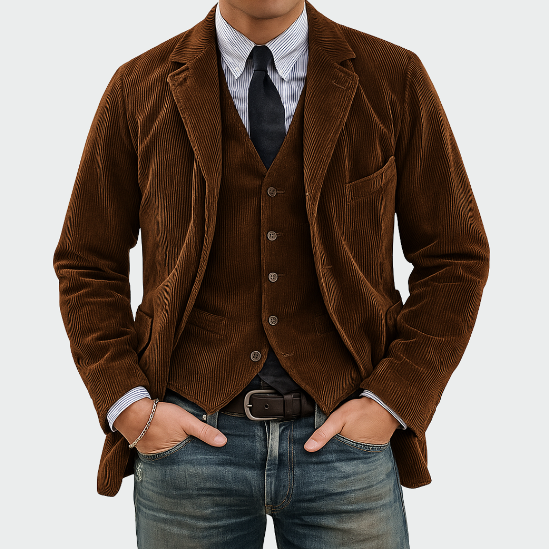 Tommy™ | 2-teiliges Set: Blazer und Weste aus Samt