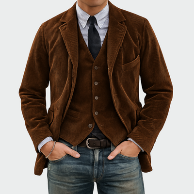 Tommy™ | 2-teiliges Set: Blazer und Weste aus Samt