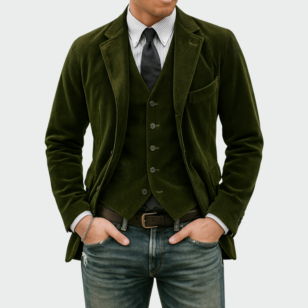 Tommy™ | 2-teiliges Set: Blazer und Weste aus Samt
