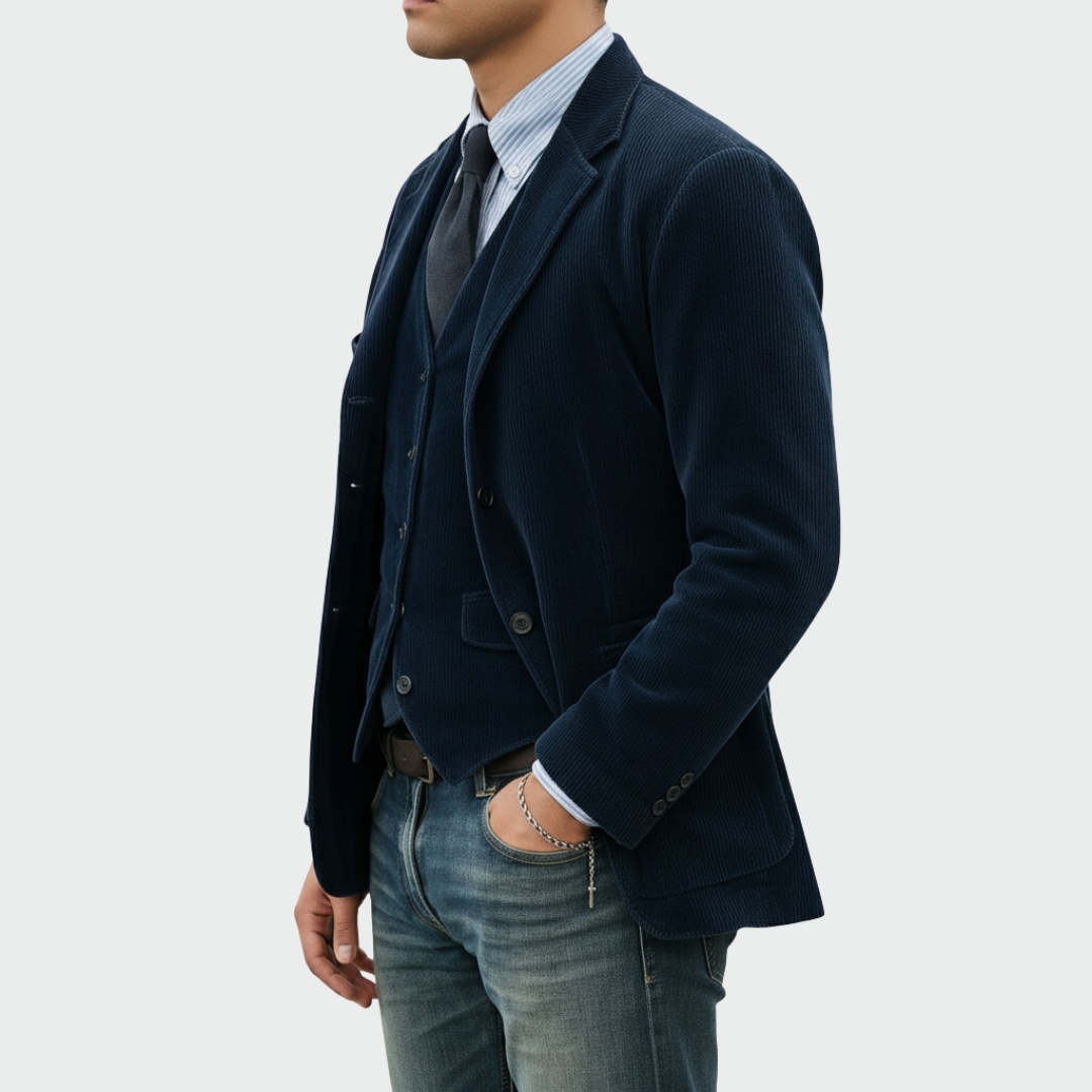 Tommy™ | 2-teiliges Set: Blazer und Weste aus Samt